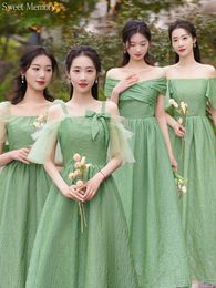 J7989 Spring Summer Champagne Green Bridesmaid Dresses Lady Prom Homecoming Wedding Party Gowns Girl Woman Cocktail Dress