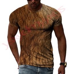 Creative hip-hop style men's T-shirt, 3D leopard print short sleeved shirt, tiger, animal, skin, Harajuku, round neck men's clot