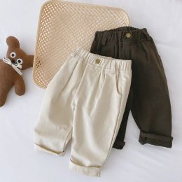 Trousers New Spring Autumn Baby Girls Boys Cotton Pants High Waist Straight Outwear Jeans Children's Clothing 07y