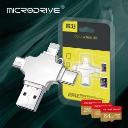 Cards 4 in 1 USB 3.0 OTG Lightning TypeC Memory Card 64256GB Reader Mirco SD Card Reader Adapter for iphone 6/7/8 Plus/11/12/Samsung