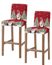 Chair Covers Christmas Tree Dwarf Snowflake Bar Short Back Stretch Stool Cover Armless Office Seat