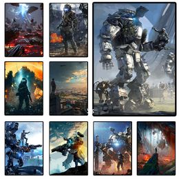 Vintage Game Titanfall Video Game Decorative Canvas Posters Room Bar Cafe Decor Gift Print Giant Titans Wall Art Paintings