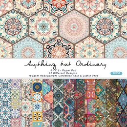 12 Sheets Tile Wallpaper Theme Background Paper Bohemia Hand Account Scrapbooking Material DIY Album Scrapbook Paper