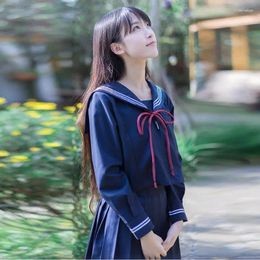 Clothing Sets Autumn Japanese School Uniforms For Girls Cute Long-length Sailor Tops Pleated Skirt Full Cosplay Jk Costume Series