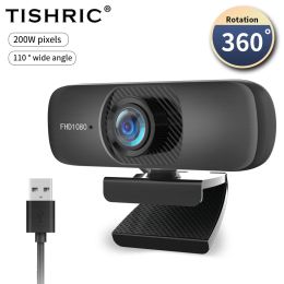 Webcams TISHRIC C60 Full HD Webcam 1080P Autofocus Web Cam USB Web Camera With Micphone For PC 2K 30FPS Camera Webcam For Computer