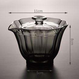 High End Baicai Glass Gaiwan Tea Cup with Philtre Scald Proof Tea Cup Hand Holding Teapot High Quality Chinese Kung Fu Tea Set