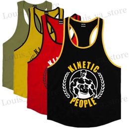 Men's T-Shirts Summer Gym Slveless Shirt Men Bodybuilding Tank Top Training Cotton Print Singlet Stringer Undershirt Male Casual Vest T240411