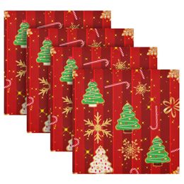 20 Inch Cloth Napkins Set of 4 Christmas Tree Snowflakes Square Premium Polyester Table Linen Napkins For Dinner Party Decor