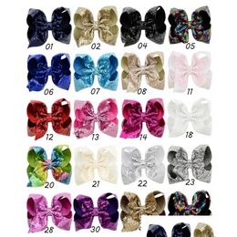 Hair Accessories Baby Large Grosgrain Ribbon Sequins Bow Hairpin Clips Girls Bowknot Barrette Kids Boutique Bows Mermaid Children Drop Otmqm