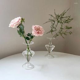 Vases Creative Glass Flower Vase Europe Style Transparent Plant Pot Living Room Modern Home Decoration Ornaments