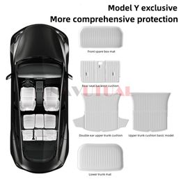 For Tesla Model Y Rear Seats Back Protector Anti-Kick Mats White TPE Seat Cover & Trunk Mats Foot Pad Model 3 Y Accessories