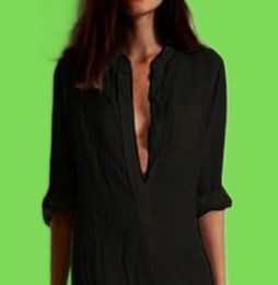 Casual Dresses EaseHut Summer Dress Women 2022 Boho Solid Rolled Long Sleeve Button Shirt Sundress Elegant Loose Maxi Dress Plus S5457503