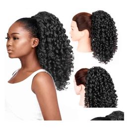 Hair Pieces Azqueen Synthetic Fibre Heat-Resistant Curly With Ponytail Fake Chip-In Extensions Dstring Elastic Band 2101081225101 Drop Otdli