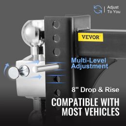 VEVOR Adjustable Trailer Hitch Heavy Duty 6/8" Rise & Drop Hitch Ball Mount Tow W/ Key Lock for Automotive Truck Trailers Towing