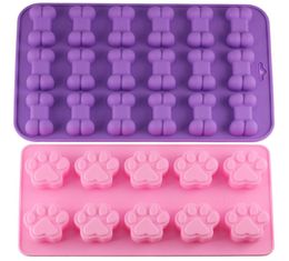 Mujiang Puppy Dog Paw and Bone Ice Trays Silicone Pet Treat Molds Soap Chocolate Jelly Candy Mold Cake Decorating Baking Moulds9309612
