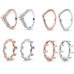 Cluster Rings 2024 Simple Style Wedding Ring Jewelry For Friend Or Couple Fashion Party Gifts Women Sparkling