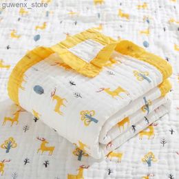 Cobertores panos de bebê Prind Printo de Cobertão 100% Algodão de 6 camadas Toalha de banho Abraço Quilt Quilt Childrens Quilt Baby Swaddle Blanket Y240411