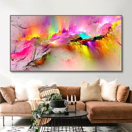 Abstract Colourful Pink Cloud Canvas Painting Modern Wall Art Posters and Prints Home Decorative Horizontal Pictures No Frame