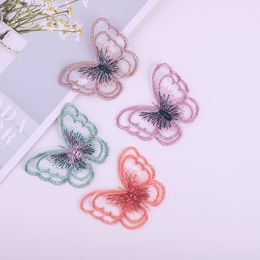 10PCS Colour Organza 5CM Double Layer Butterfly Patches Embroidery Trim Butterfly Decal for Hairpin Decorate Garment Accessories