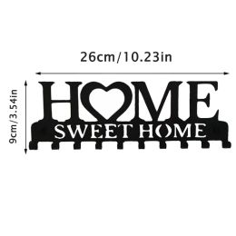 Sweet Home Black Metal Key Holder Cat Metal Key Hooks Balcony Kitchen Clothes Rack Organiser Bathroom Storage Hangers