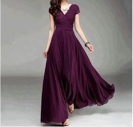 Chiffon Women summer dress Short Sleeve V neck Elegant Backless Sexy Evening Party Long Dresses Female vestido largo 240411