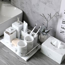 Bath Supplies Ink Stripe Resin Wash Set Soap Dispenser Gargle Cup Toothbrush Holder Soap Dish Bathroom toilet accessories