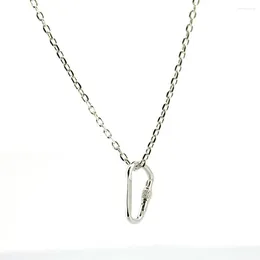 Pendant Necklaces Wellmade Solid 925 Sterling Silver Carabiner Necklace