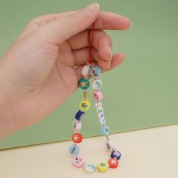 Go2Boho Phone Chain Mobile Lanyard Star Multicolor Christmas Charm Beaded Strap LOVE Letter Chains Anti-lost Telephone Jewelry