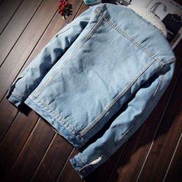 Mens Winter Warm Jean Jackets Fur Collar Fleece Lined Denim Jackets For Male Size S-6XL Thermal