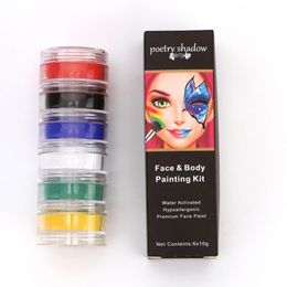 Good Paint Set Glow Dark Face Body Paint Set 6 Fluorescent Colors for Kids Adults Halloween Makeup Kit with Blacklight Palette