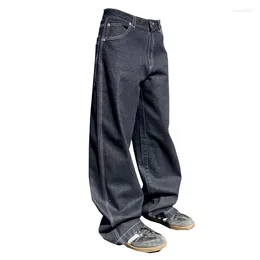 Women's Jeans American High Street Retro Pocket Embroidery Women Loose Wide Leg Waist Solid Denim Pants Spicy Girl Trouser