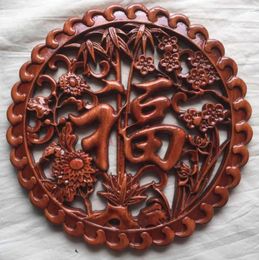 Decorative Figurines Cinnamomum Camphora Woodcarving Peony Fan Shaped Flowers Bloom And Become Rich