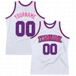 Custom White Pink-Kelly Green Authentic Throwback Basketball Jersey 3D Printed Tank Tops Men Personlized Team Unisex Top