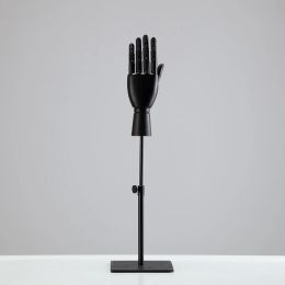 Wooden Hand Model Sketching Drawing Jointed Movable Fingers Mannequin Dummy Hand with Adjustment Metal Stand