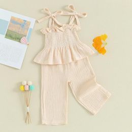 Clothing Sets Toddler Baby Girls 2PCS Outfits Ruffle Sleeveless Camisole Elastic Pants Set Infant Summer Clothes