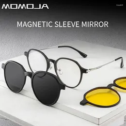 Sunglasses Frames MOMOJA Fashion TR90 Polarised Magnetic Clip-on Glasses Retro Round Optical Prescription Eyeglasses For Men And Women 8507