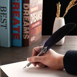 5 Nib Feather Pen Luxury European Gift Box Vintage Quill Scuba Dive Writing English Calligraphy Signature Calligraphy Accessory