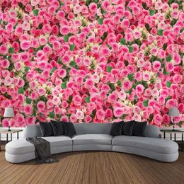 tapestry pink flower Tapestries plant Landscape rose cloth art printing large wall tapestry Bohemian aesthetic bedroom home decoration R0411