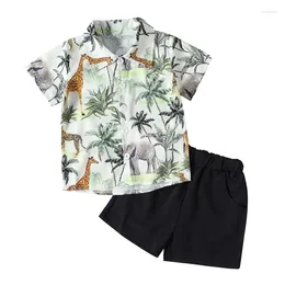 Clothing Sets Bebiullo Toddler Baby Boys Summer Shorts Set Coconut Tree Button Down Shirt Top Elastic Waist 2PCS Clothes