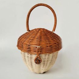 Storage Bags Basket Hand Acorn Bag Woven Handles Easter Decorate Flower Girl Baskets Weddings Gathering Small Child