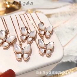 High End Vancelfe Brand Designer Necklace Version Full Diamond Butterfly Necklace for Women 18k Rose Gold White Trendy Designer Brand Jewellery