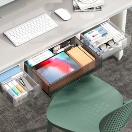 Multifunctional Drawer Type Desktop Under Desk Storage Box Hidden Office Organiser Drawer Boxs Desk Stationery Box Storage Tools