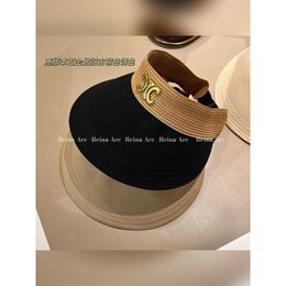 CELIES Sun hat Triumphal empty top sun shading and protection large brim revealing face small socialite French style logo