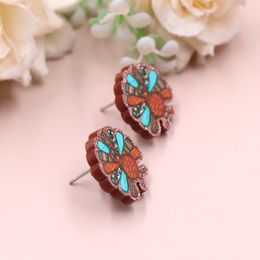 1Pair New product CN Stud earring For women Western Thanksgiving Turkey glitter Acrylic Jewelry