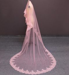 Real Pos Pink Long Wedding Veil WITHOUT Comb 3 Metres Cathedral One Layer Bridal Veil Wedding Accessories NV71369264251