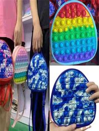 19CM Rainbow Tie Dye Backpack et Bubble Toys Bag Push Bubbles Purses Kids Adult Sports Casual Shoulder Bags Handbag Tote Christmas Gift H93RB7N3690953