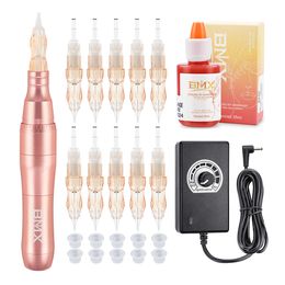 Professional Rotary Tattoo Machine Pen Kit For Permanent Makeup Eyebrows Lips Microblading With Cartridge Needles Tattoo ink