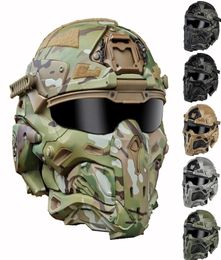 Protective Gear WRonin Assault Tactical Mask with Fast Helmet and Tactical Goggles Airsoft Hunting Motorcycle Paintball Cosplay Pr5334311