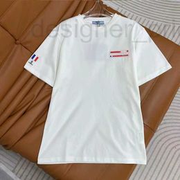 Women's T-Shirt Designer 2024 Spring Classic Logo Triangle Red Stripe Letter Short sleeved T-shirt C2U4