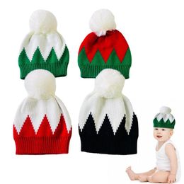 Holiday Beanies For Kids Christmas Knitting Hat Warm Funny Beanie Soft Hat For New Year Festive Holiday Party Four-piece Set-A/B